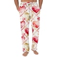 thumbnail image 2 of Men's Romantic Fashion Heart Print Pajama Pants, Drawstring Elastic Waist Lounge Trousers for Valentine's Day Gift and Home,Beige,L, 2 of 5