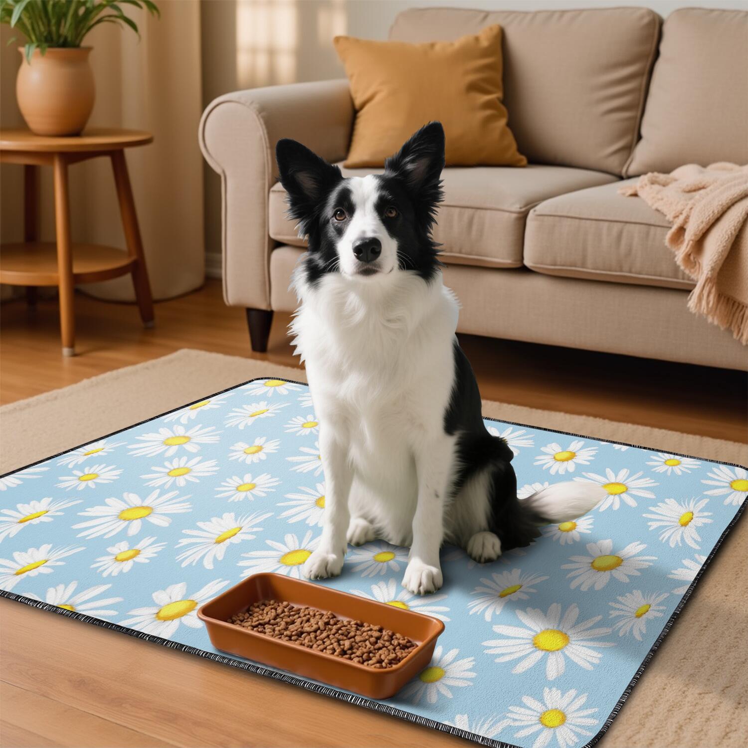 2-Set Floral Print Reusable Potty Pads, Washable Dog Training Mats 24x35 Inch, Non-Slip Puppy House Training Solution for Crate Areas