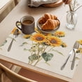 thumbnail image 3 of Summer Sunflower Placemats Set of 1, Vintage Plant Yellow Flower Linen Texture Non-Slip Place Mats Washable Table Mats for Kitchen Dining Table Decorations Indoor/Outdoor, 3 of 9