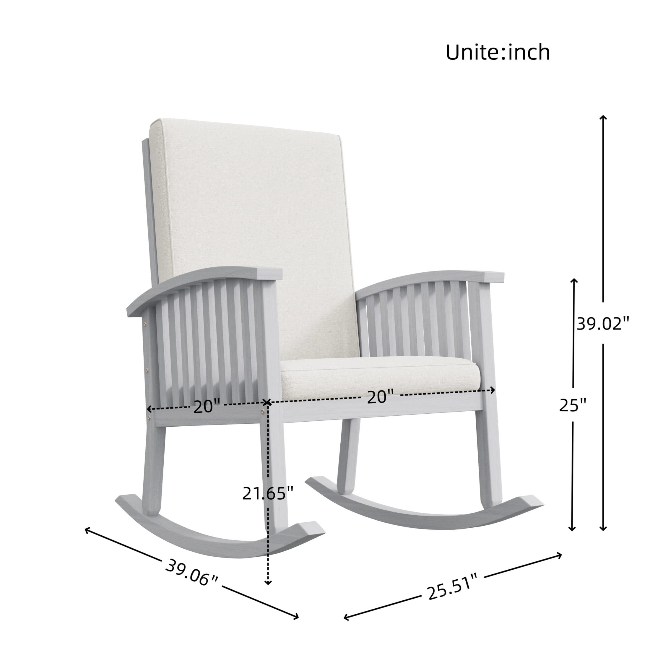 Christopher Knight Home Casa Outdoor Acacia Wood Rocking Chair with Cushions, Ivory