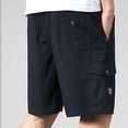 thumbnail image 5 of EOYWHK Men's Shorts for Casual Cotton Elastic Waist Multi Pockets Shorts Soft Lightweight Breathable Shorts for Basketball Gym Fitness Black XL, 5 of 5