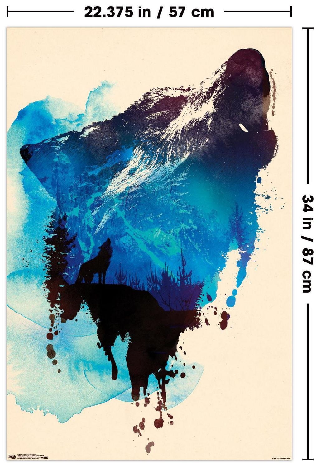 Robert Farkas - Wolf Paint Wall Poster, 22.375" x 34"