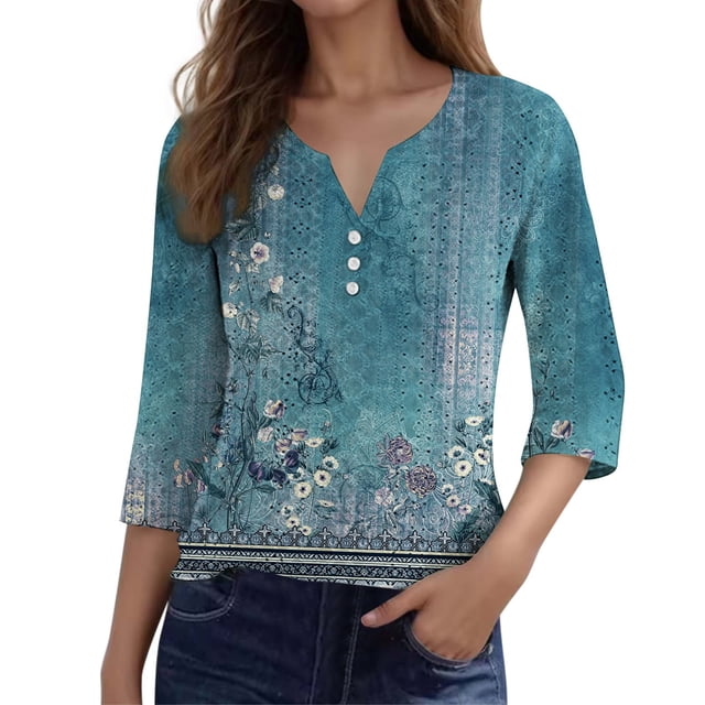Icvfdpl T-Shirts pour Femmes Jacquard Décontracté Manches Courtes Blouse Usage Quotidien Mode TG