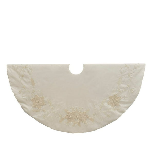 Kurt S. Adler TS0262 54 in. Ivory with Pearl Beads Tree Skirt