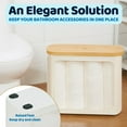 thumbnail image 5 of Toilet Paper Storage Basket for 12 Rolls, Papers Container with Bamboo Lid,Medium Toilets Holder，Stackable & Foldable，Organizer for Bathroom, Light Khaki, 1 Pack, 5 of 9
