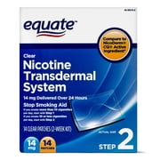 Equate Nicotine Transdermal System Step 2 Clear Patches, 14 mg, 14 Ct