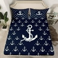 thumbnail image 2 of Erosebridal Anchor Print Twin Sheet Sets, Nautical Themed Bedding Sets Twin Size, Navy White, 3pcs (Top Sheet, Fitted Sheet, Pillowcase), 2 of 6