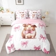 thumbnail image 2 of Erosebridal Cartoon Guinea Pig Bedding Sets Full with Comforter, Pink Bow-tie Duvet Insert, Cute Hamster Decor, Reversible 7pcs, 2 of 5