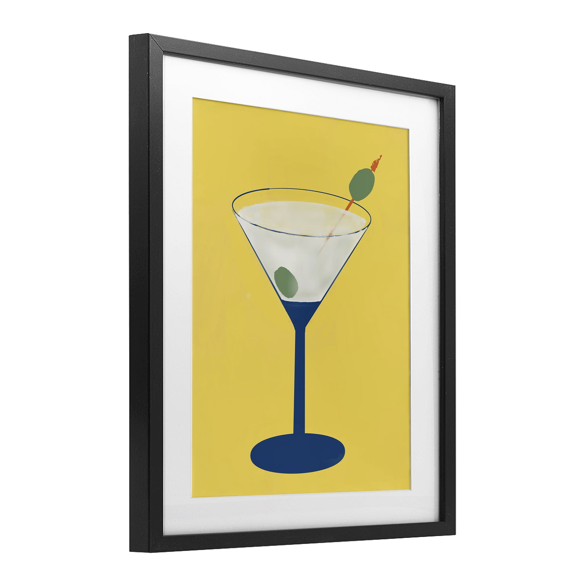 Stupell Industries Martini Glass over Yellow Black Framed Print Under Glass, design by Robin Maria