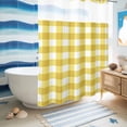 thumbnail image 5 of No Hook Shower Curtain, Yellow Gradient Shower Curtains for Bathroom with See Through Top Window, Farm Plaid Buffalo Checkered Gingham Waterproof & Washable Bath Curtain Extra Long 72"x84", 5 of 9