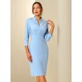 thumbnail image 2 of DARING DIVA Sheath Zipper Collar Pencil Blouse XL Blue, 2 of 6