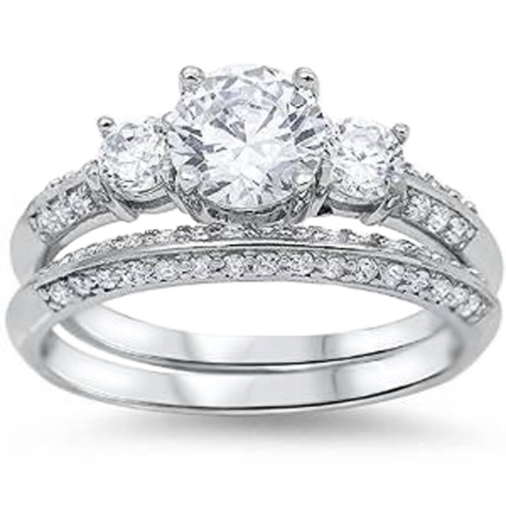 Elegant Women Round Cut 2.25ct White Sapphire 925 Silver Wedding Ring Size 6-10