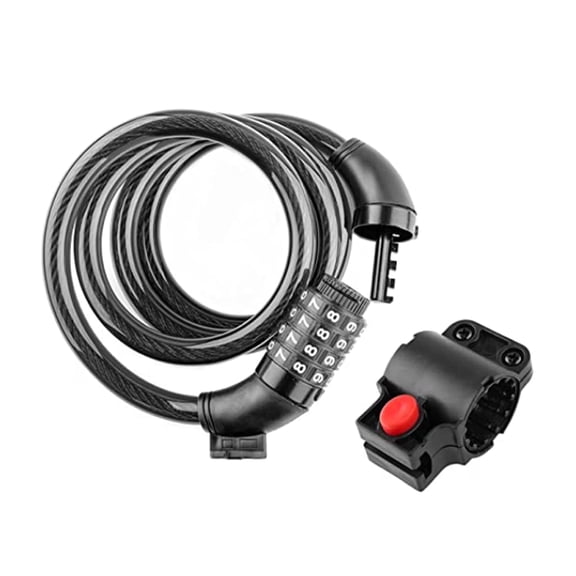 FONA 4ft Resettable Combination Bike Lock | 4-Digit Secure Cable Lock for Bicycles, Outdoor Use (Black)