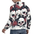 thumbnail image 6 of Pofeuu Gothic Skulls And Roses Print Mens Casual Hooded Collar Drawstring Hoodies Pullover Sweatshirts Casual Long Sleeve Shirts-, 6 of 7
