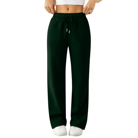Garbnen Women's Fleece Lined Sweatpants Drawstring Thermal Womens Pants Straight Leg Plush Spring Winter Warm with Pocket Womens Lounge Pant