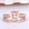 thumbnail image 2 of HeartsAndYou 2.09ct Natural Peach Morganite Bridal Set Ring 14k SOLID Rose Gold Valentine, 2 of 9