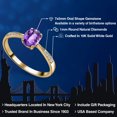 thumbnail image 2 of Gem Stone King 10K Yellow Gold Purple Amethyst and White Diamond Engagement Ring for Women (0.81 Cttw, Gemstone February Birthstone, Oval Checkerboard 7X5MM, Available in Size 5, 6, 7, 8, 9), 2 of 5