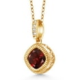 thumbnail image 2 of Gem Stone King 1.90 Ct Cushion Red Garnet 18K Yellow Gold Plated Silver Pendant with Chain, 2 of 3