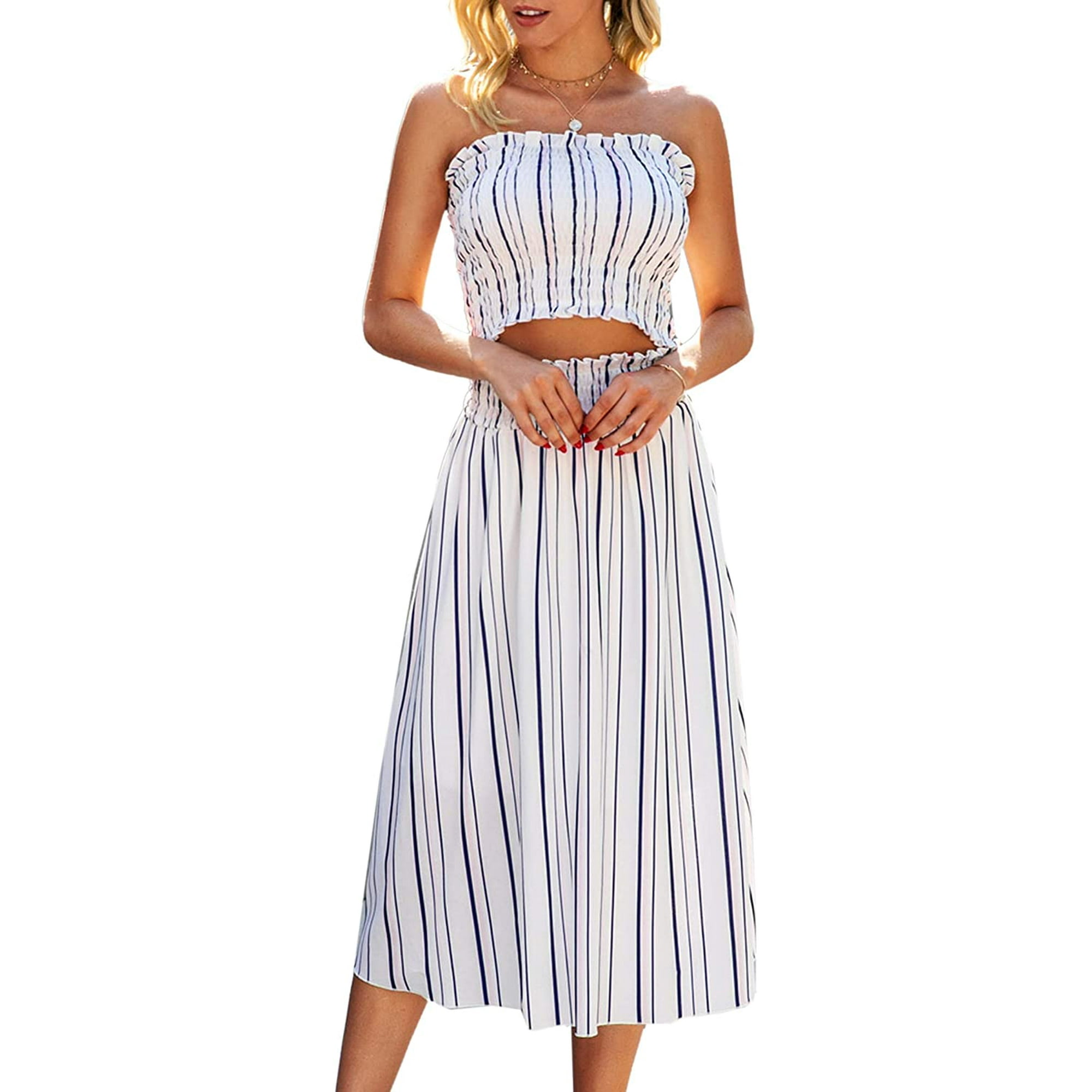 Blue and white striped 2 piece outfit hotsell