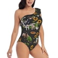 thumbnail image 3 of Sikiie Farm Animals 2 Print Women One Piece Swimsuits Tummy Control One Shoulder Bathing Suits Ruffle Swimwear, From S to XXL-Large, 3 of 6