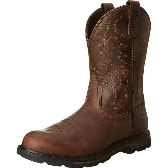 Ariat Workhog Wide Square Toe Work Boot Mens Leather, Square Toe Work Boot 10 Brown Shaft