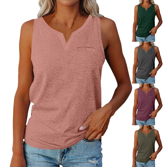 WHEANG Sleeveless Tops for Women Solid Color Basic Tank Tops Casual Slim Fit Summer Tops for Women Daily Workout Athletic Going Out Tops for Women Summer Outfits Gray XL