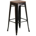 thumbnail image 2 of Merrick Lane 30" High Backless Black-Antique Gold Metal Bar Height Dining Stool with Wooden Seat for Indoor Use, 2 of 14