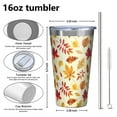 thumbnail image 4 of 16oz Tumblers Autumn Fall Leaves Pattern Stainless Steel Vacuum Insulated Double Wall Travel Tumbler Cups Mug with Lid and Straw,Cleaning Brush for Coffee,Tea, 4 of 4