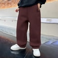 thumbnail image 2 of ZXLBBD Boys Jogger Pants Winter Thermal Sweatpants with Elastic Waistband Solid Color for Casual Sports Comfort Fit School Wear, 2 of 5
