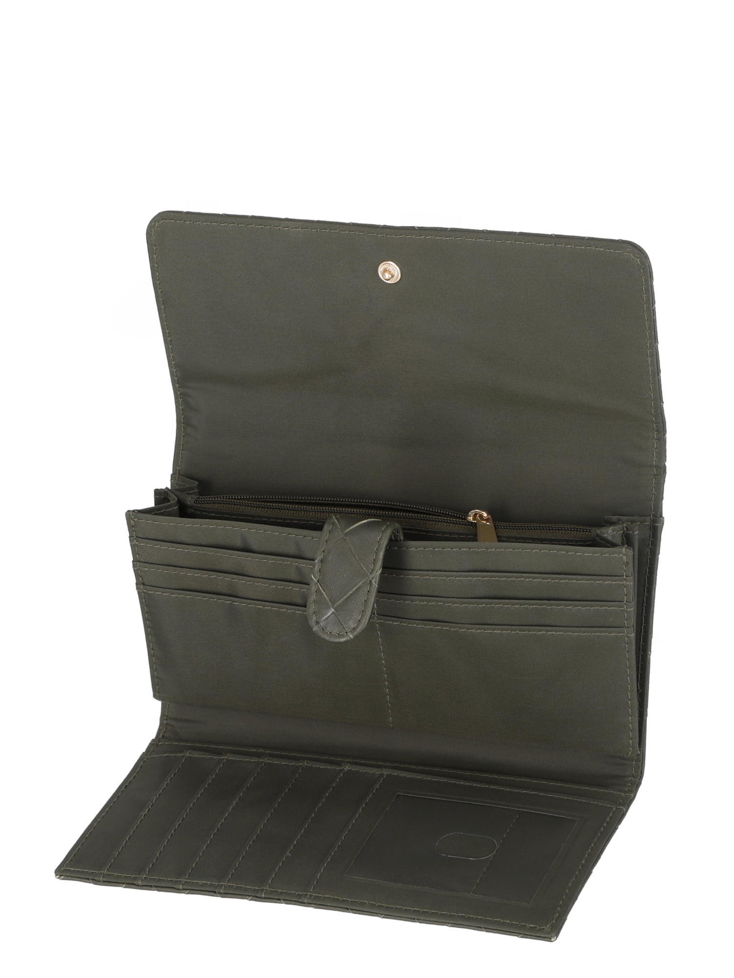 Time and Tru Women's Piper Clutch Wallet Vinyl Solid Olive