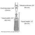 thumbnail image 3 of DECOPRO Luxurious Bullion Curtain Tassel Tieback - Elegant Drapery Accessory, Large , Tassel Length 12" (30.5cm), Spread 26" (66cm) # TBPLUSH12, #RB04 Set of 2, 3 of 3