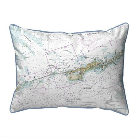 Betsy Drake SN11451M Miami to Marathon & FLorida Bay, FL Nautical Map Small Corded Indoor & Outdoor Pillow - 11 x 14 in.