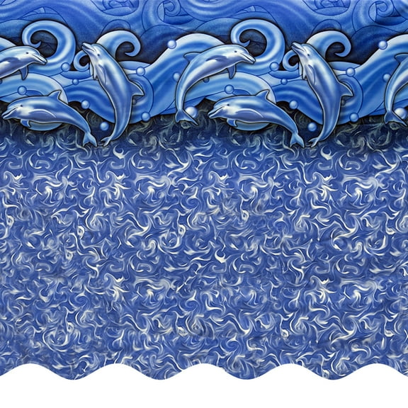 SmartLine 16' x 24' Oval Dolphin Tile Unibead Above Ground Swimming Pool Liner, 52" Height , 25 Gauge