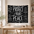 thumbnail image 5 of Protect Your Peace Lettering on Black Background, Inspirational Illustration for Mindfulness Fans, Chalkboard Style Wall Art, Back to School Gift, Tapestry Wall Hanging for Bedroom and Dorm, 5 of 7