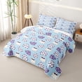 thumbnail image 3 of Feelyou Kawaii Halloween Ghost Bed Spread Queen, Boho Floral Flower Queen Coverlet Set, Blue, 3 Pieces, 1 Comforter and 2 Pillowcases, 3 of 7