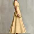 thumbnail image 4 of ClodeEU Women's Asymmetrical One Shoulder Short Sleeve Waist Cinched Swing Midi Dress ,Elegant Wedding Guest Cocktail Party Dress Yellow,Women's Plus XXL, 4 of 6