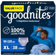 Goodnites Boys Nighttime Bedwetting Underwear, XL (95-120 lbs), 38 Count (Select for More)