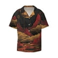 thumbnail image 2 of Lsque Lunar Mountains Golden Rivers print Men's Cuban Collar Short Sleeve Shirt Summer Beachwear Casual Button Down Fashionable Vacation Leisure Shirt-XX-Large, 2 of 7