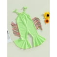 thumbnail image 3 of Bagilaanoe Toddler Baby Girl Jumpsuit Sleeveless Tassel Romper Overalls 12M 18M 24M 3T 4T 5T Kids Long Flare Pants Summer Outfits, 3 of 9