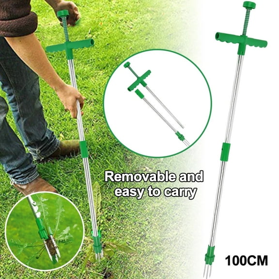 Amerteer Garden Stand Up Weeders,Aluminum Alloy Manual Weeders and Weed Puller with 3 Claws Stainless,39" High Strength Foot Pedal Weeder Tool for Garden