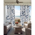 thumbnail image 3 of Blue Botanical Blackout Curtains 45 Inches Long, Kitchen Black Out Window Treatments, Spring Floral Watercolor Leaf Thermal Insulated Lined Drapes for Small Window with Grommet 42"x45", 3 of 8