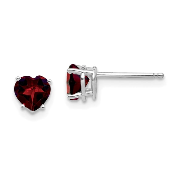 Primal Gold 14 Karat White Gold 5mm Heart Garnet Earrings