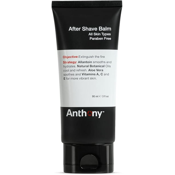 Bálsamo para después del afeitado Anthony para hombres Loción refrescante e hidratante con vitaminas A, C y E, aloe vera y extractos botánicos, 3 onzas líquidas para después del afeitado, alivia, hidr