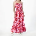 thumbnail image 1 of WILLBEST Vestido De Verano Para Mujer, Vestido Informal Para Mujer, Vestido Estampado De Verano De Europa Y Estados Unidos, Sin Mangas, Tirantes Finos, Plisado, Con Volantes, Vestido De Playa, 1 of 3