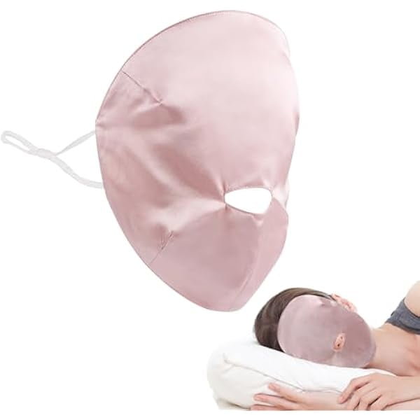 wonima11 100% Silk Full Face Sleep Mask Double-Layer Silk Fabric Skin Care Lightweight 19 Momme Sun-Proof Sleeping Masks with Ear Hanging Elastic Strap for Women Men (Blue)