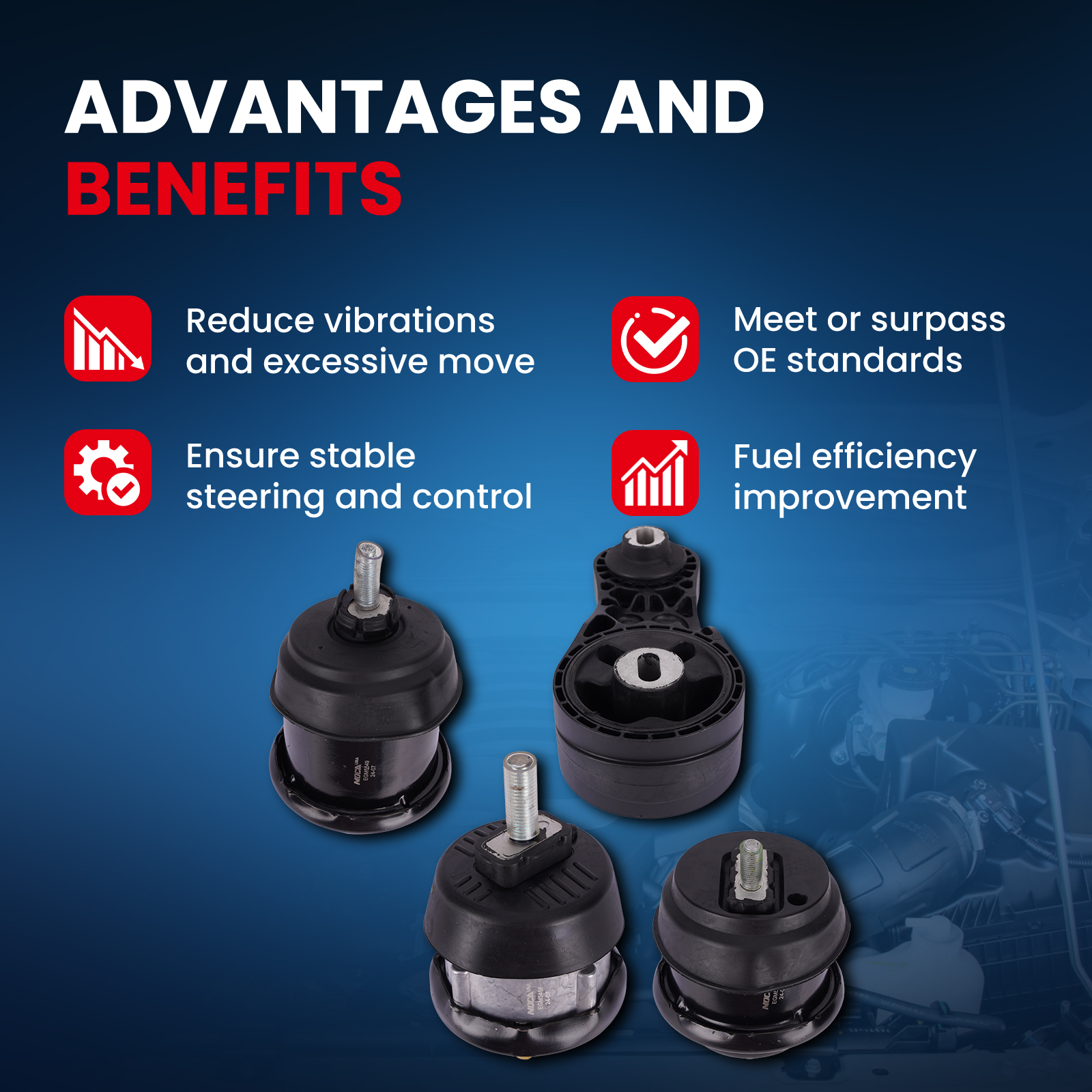 MOCA AUTOPARTS Engine Motor and Transmission Mount Kit Fit for 2009-2017 Buixck Enclave 3.6L & 2009-2016 GMC Acadia 3.6L & 2009-2017 Chevrolet Traverse 3.6L