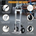 thumbnail image 5 of Heavy Duty 700 Lbs Capacity Hand Truck & Dolly Cart, 2-in-1 Aluminum Utility Cart with 10" Wheels, Portable Cart for Warehouse, Factory, Indoor, Outdoor, 5 of 8