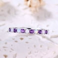 thumbnail image 4 of Silver & Stone Jewels Purple & White CZ Wedding Ring Half Eternity Band 925 Sterling Silver Band, 4 of 6