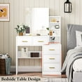 Tiptiper Makeup Vanity Table with Mirror, Storage Dressing Desk 5 Drawers and Shelves
