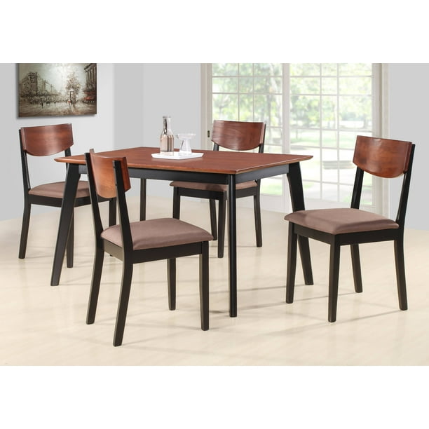 Casey 5 Piece Walnut & Black Wood 47" Rectangle Transitional Kitchen